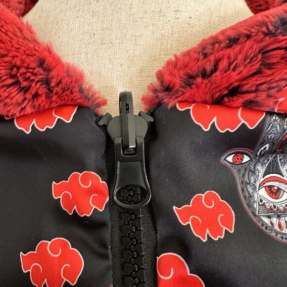 Liquid Dreams Art Faux Fur Red Jacket Reversible MEDIUM Kritter Klips - Picture 8 of 9